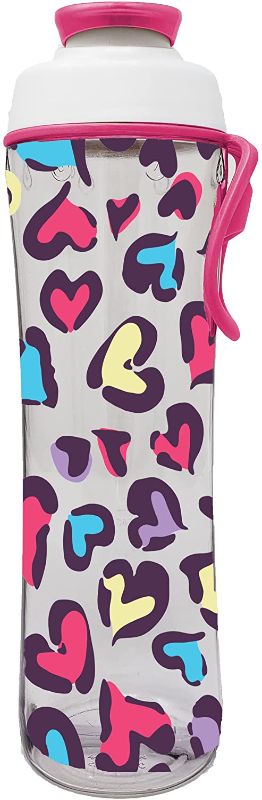 Photo 1 of 50 Strong Reusable BPA-Free Water Bottle with Leakproof Cap & Easy Carry Strap for Kids, 24 Ounces (Leopard Hearts)
