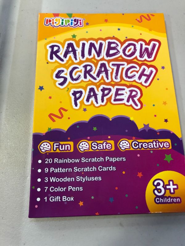 Photo 2 of QXNEW Art and Craft Gift for Kids - Magic Scratch Rainbow Paper Art Set for Girls Boys Activity Coloring Doodle Drawing Pad Card Board Supply Kit for Children Teen Birthday Toy
