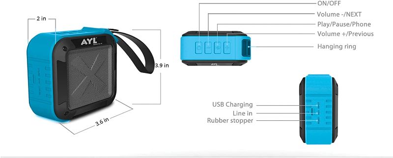 Photo 1 of AYL Soundfit Bluetooth Shower Speaker - Certified Waterproof - Wireless, Easy Pairing with All Bluetooth Devices, Phones, Tablets, Computers (Ocean Blue)
