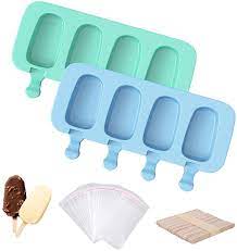 Photo 1 of Acerich Popsicle Molds, Set of 2 Silicone Ice Cake Pop Molds 4 Cavities Homemade Silicone Popsicle Molds Oval with 50 Wooden Sticks and 50 Self-Adhesive Bags for DIY Cake and Ice Cream - Green + Blue 8.82 x 5.59 x 1.89 inches
3 PACK