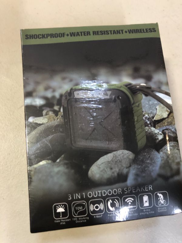 Photo 2 of Portable Outdoor Waterproof Bluetooth Speaker- Wireless 10 Hour Rechargeable Battery Life, Powerful 5W Audio Driver, Pairs Easily to All Bluetooth Devices, Phones, Tablets, Computers, Soundfit (Green) (FACTORY SEALED)
