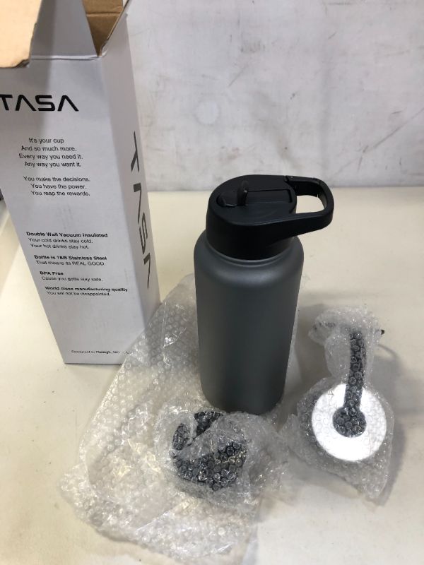 Photo 2 of TASA Stainless Steel Hot and Cold Double Walled Vacuum Insulated 3 Lid Leak Proof Water Bottle with Sweat Free Powder Coating