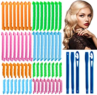 Photo 1 of 64Pcs Hair Curlers Spiral Hair Roller Curls No Heat Curlers Wave Heatless Curly Wavy Hair Curlers Spiral Hair Curls Styling Kit Magic Hair Curler Hair Curlers with Styling Hooks (55+30cm)
