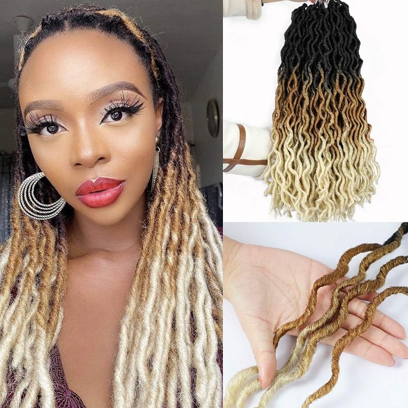 Photo 1 of Faux Locs Crochet Hair Gypsy Locs Crochet Hair Braids Gypsy Locs Crochet Hair 18 Inch Goddess Locs Crochet Hair Braids for Black Women 6 Packs (1B/27/613#)
