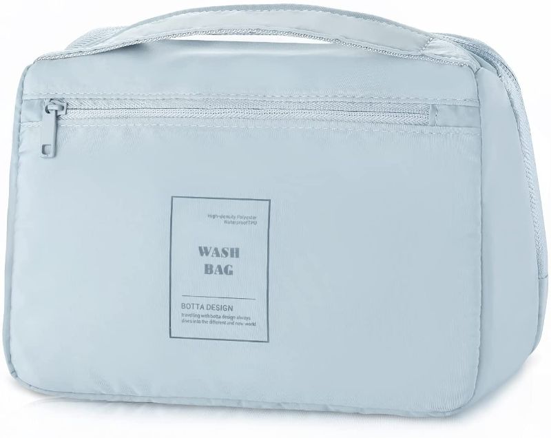 Photo 1 of Blue Waterproof Makeup Bag for Travel, Purse, Womens Toiletry Bag Soft Cosmetic Bag