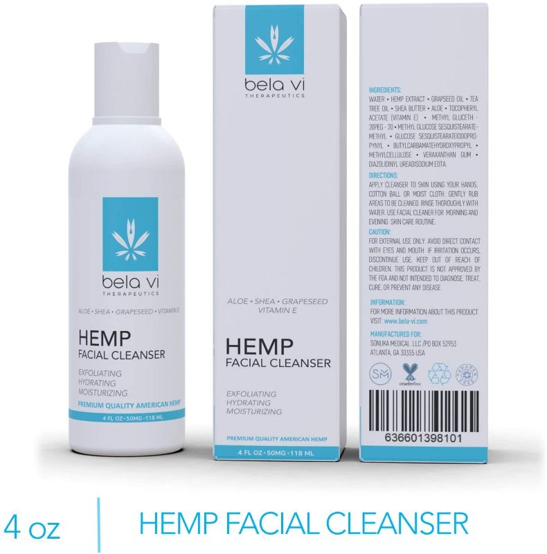 Photo 1 of 1 pc BELA VI Hydrating Hemp Facial Cleanser | 500mg Hemp Oil | Made in USA | Moisturizing Facial Cleanser | Natural Hemp Oil, Shea Butter, Aloe Vera, Grapeseed Oil and Vitamin E | 4 oz Bottle
