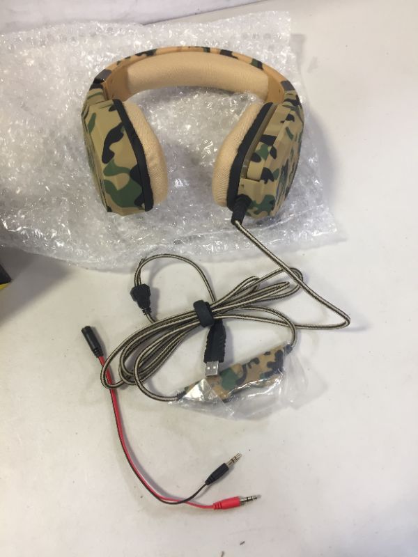 Photo 3 of Camouflage Headset, Gaming Headset with Wire, Tan Camouflage
