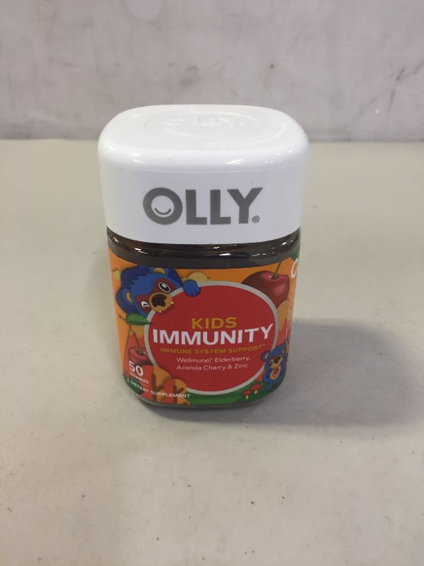 Photo 2 of OLLY Kids Immunity Gummy, Immune Support, Wellmune, Elderberry, Vitamin C, Zinc, Kids Chewable Supplement, Cherry - 50 Count best by 01.2022