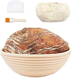 Photo 1 of Farmlyn Creek Bread Proofing Basket Set with Plastic Scraper, Cloth Liner, Brush (9 in, 4 Pieces)
