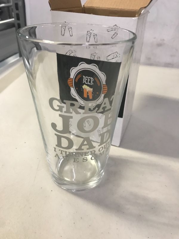 Photo 2 of  Great Job Dad I Turned Out Awesome Beer Glass, Funny Beer Pint Glass for Men Husband Boyfriend Father Dad New Dad, Dad Wine Glass Idea for Birthday Father’s Day Christmas
