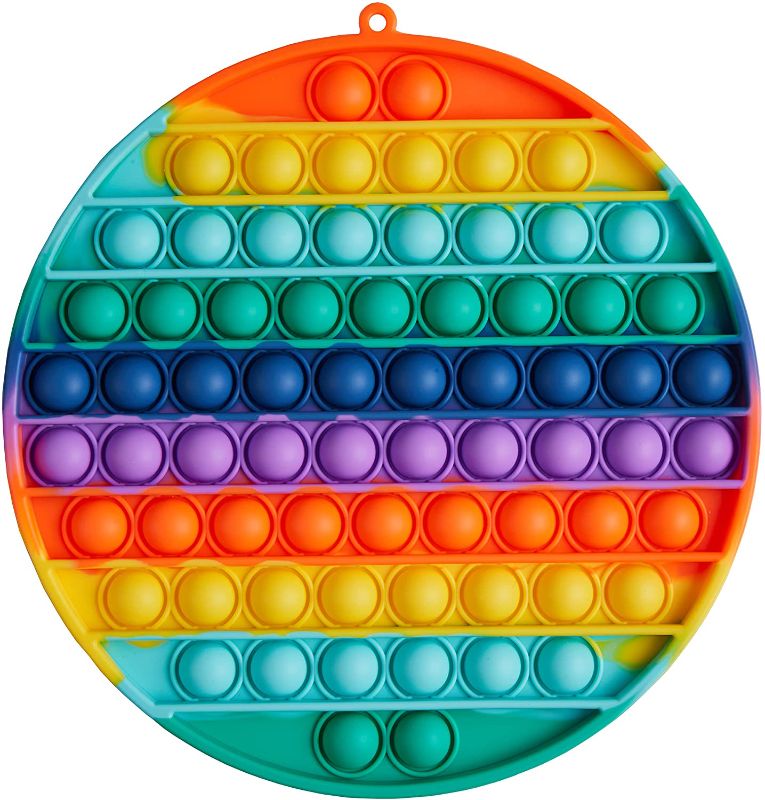 Photo 1 of Big Size Push Pop Bubble Fidget Sensory Toys, Jumbo Rainbow Silicone Fidget Pop Toys, Stress Relief Toys Pack for Special Needs Kids and Adult
