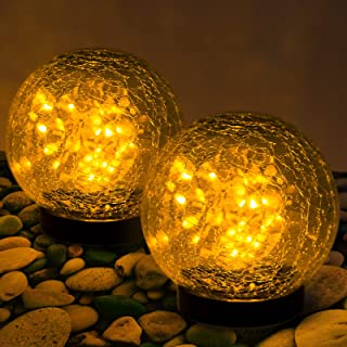 Photo 1 of DASTOR Solar Garden Lights Outdoor, 2 Pack 30 LED Cracked Glass Ball Lights, Waterproof Solar Lights Outdoor Decorative for Yard Patio Lawn Pathway (Warm White)
