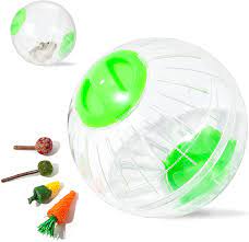 Photo 1 of Hamster Exercise Ball, 6 Inch Silent Hamster Mini Running Activity Exercise Ball, Running Sport Jogging Wheel with 4 Cute Hamster Chew Toys, for Hamsters Gerbils Mice RaDAMAGES TO PACKAGING 