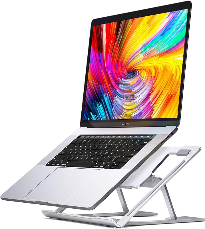 Photo 1 of SAVFY Laptop Stand, Foldable Portable Laptop Stand for Desk, Ergonomic Multi-Angle Adjustable Aluminum Light Weight Laptop Holder for 10''-17'' MacBook, iPad, Notebook
