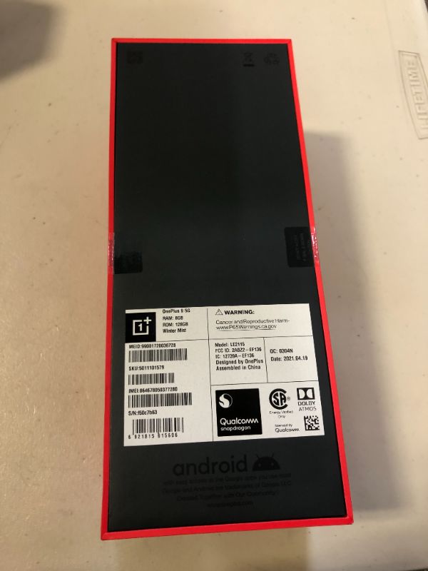 Photo 3 of OnePlus 9 Winter Mist, 5G Unlocked Android Smartphone U.S Version, 8GB RAM+128GB Storage, 120Hz Fluid Display, Hasselblad Triple Camera, 65W Ultra Fast Charge, 15W Wireless Charge, with Alexa Built-in (BRAND NEW, FACTORY SEALED)
