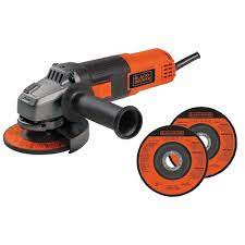 Photo 1 of black + decker 6amp 4-1/2 inch small angle grinder (button to turn on gets stuck but still works)