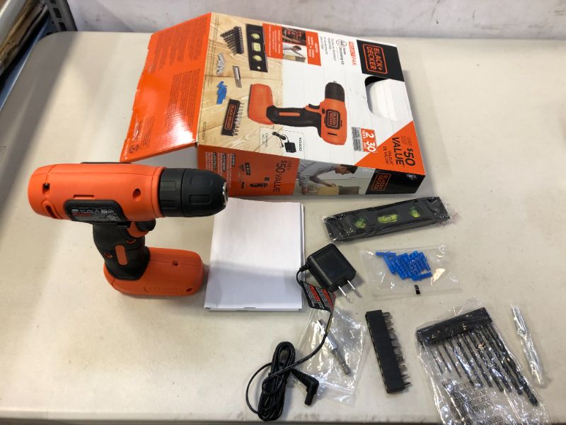 Photo 1 of BLACK+DECKER 8V MAX* Cordless Drill + 43 pc. Home Decor Project Kit (BDCD8HDPK)