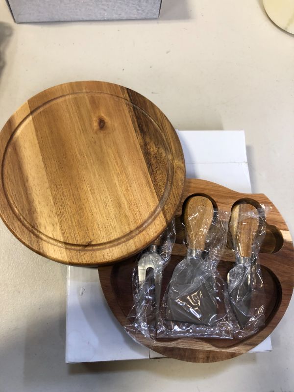 Photo 1 of WOOD TRAY WITH UTENSILS