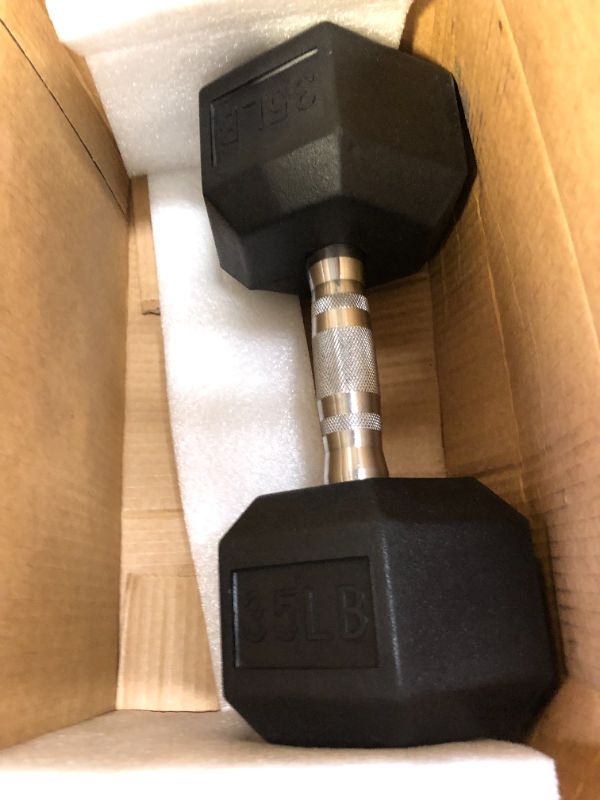 Photo 2 of Amazon Basics Rubber Encased Hex Dumbbell Hand Weight 35 LBS