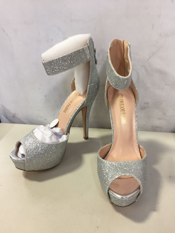 Photo 3 of DREAM PAIRS Women's Swan-05 High Heel Platform Dress Pump Shoes SILVER GLITTER 7.5