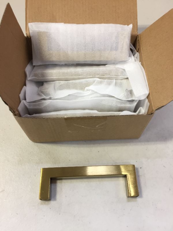 Photo 3 of 10 Pack Stainless Steel Square Cabinet Pulls Gold Drawer Pulls 3-1/2 Inch (90 mm) Hole Center Brushed Brass Cabinet Handles Cabinet Hardware for Drawer Dresser Cabinets Cupboard TR-J12GD90
