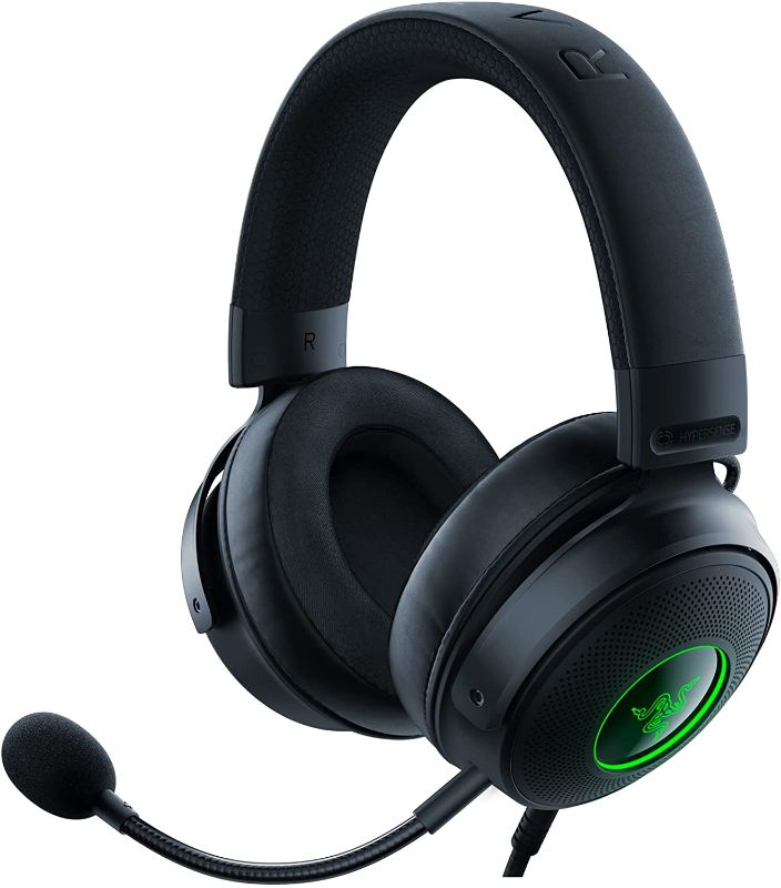 Photo 1 of Razer Kraken V3 HyperSense Wired USB Gaming Headset w/Haptic Technology: Triforce Titanium 50mm Drivers - THX Spatial Audio - Hybrid Fabric & Leatherette Memory Foam Cushions - Detachable Mic
