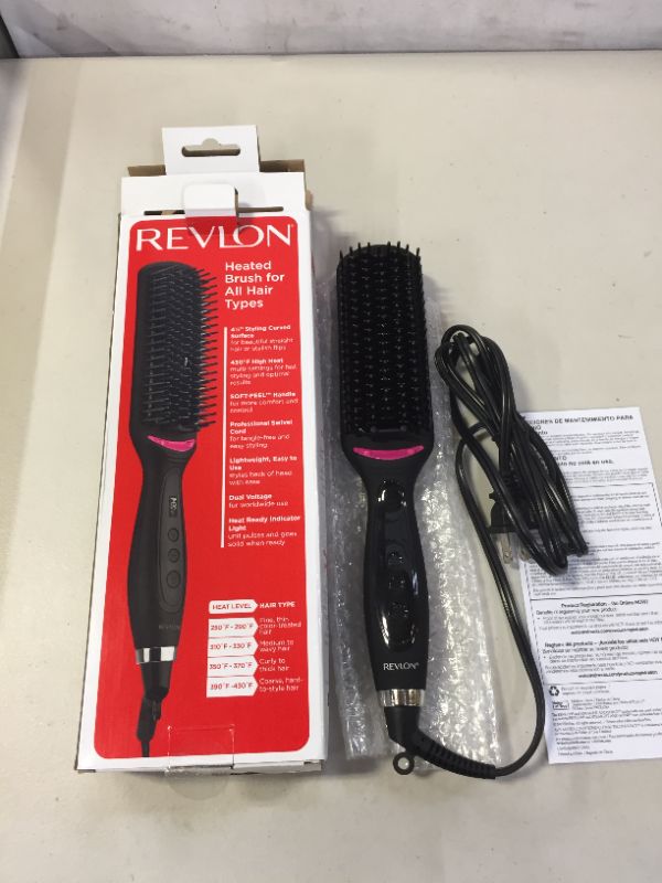 Photo 2 of REVLON Hair Straightening Heated Styling Brush, 4-1/2 inch
