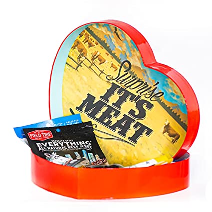 Photo 1 of The Original Jerky Heart by Man Crates – Valentine's Day Gift For Men – Includes 10 Delicious Beef Jerky Flavors Like Whiskey Maple and Honey Bourbon – In A Delightfully Surprising Heart-Shaped Box (EXP 01/29/2023 FACTORY SEALED)