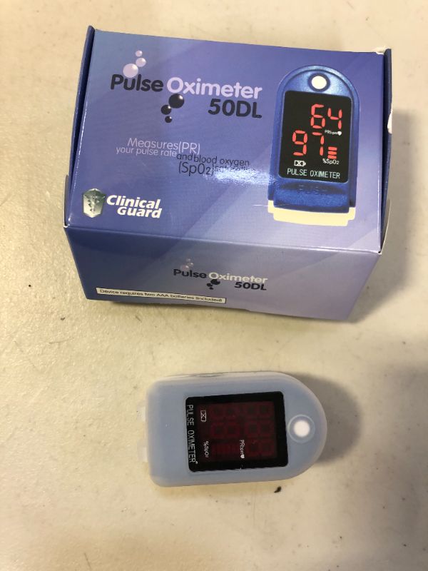 Photo 3 of ClinicalGuard CMS-50DL Fingertip Pulse Oximeter Blood Oxygen Saturation and Heart Rate Monitor with Batteries, Soft Case, Silicon Cover, Lanyard
MINOR SCRATCHES TO ITEM