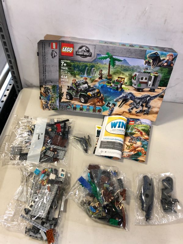 Photo 3 of LEGO Jurassic World Baryonyx Face Off: The Treasure Hunt 75935 Building Kit (434 Pieces) (BOX WAS OPEN, POSSIBLY MISSING PIECES, MINOR DAMAGES TO PACKAGING)