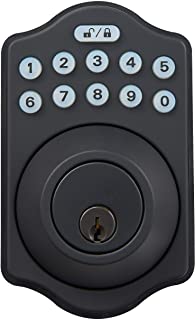 Photo 1 of Amazon Basics Traditional Electronic Keypad Deadbolt - Keyed Entry - Matte Black (POSSIBLY MISSING PIECES)