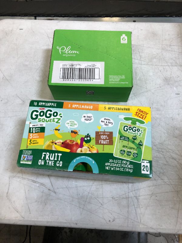 Photo 1 of miscellaneous food bundle sold as is gogo squeez bb 2/22 plum organics bb 3/19/22