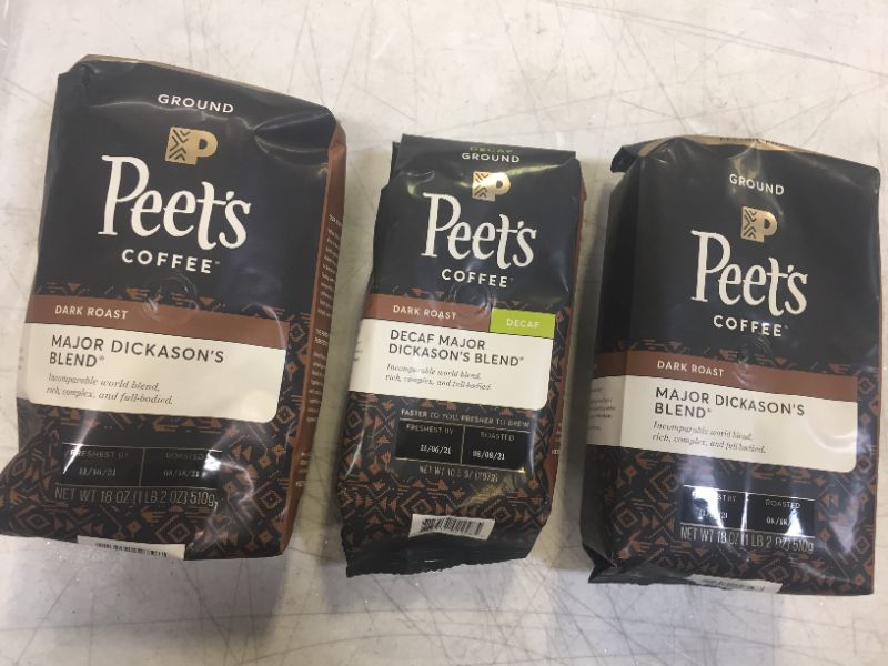 Photo 1 of 3 pack of Petes coffee and decaf coffee