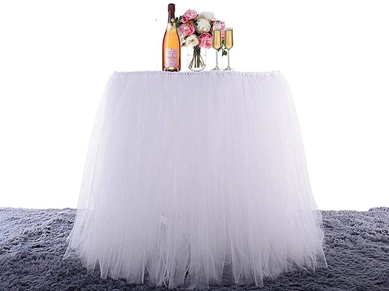 Photo 1 of 1 yard White Tulle Table Skirt