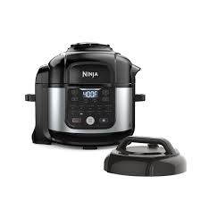 Photo 1 of Ninja FD302 Foodi 11-in-1 Pro 6.5 qt. Pressure Cooker & Air Fryer that Steams, Slow Cooks, Sears, Sautés, Dehydrates & More, with 4.6 qt. Crisper Plate, Nesting Broil Rack & Recipe Book, Silver/Black
