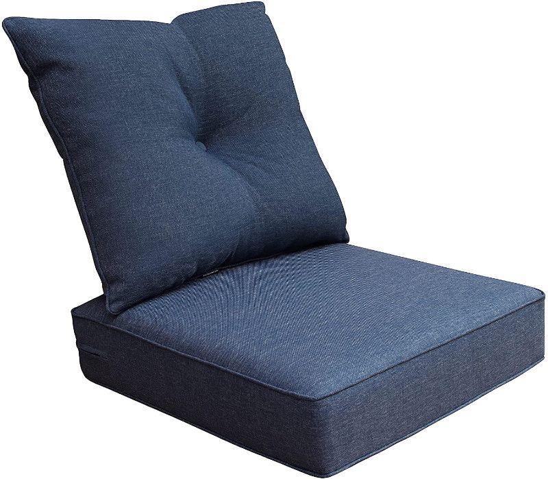 Photo 1 of Bossima Indoor/Outdoor Deep Seat Chair Cushion Set,Spring/Summer Seasonal Replacement Cushions Denim Blue
