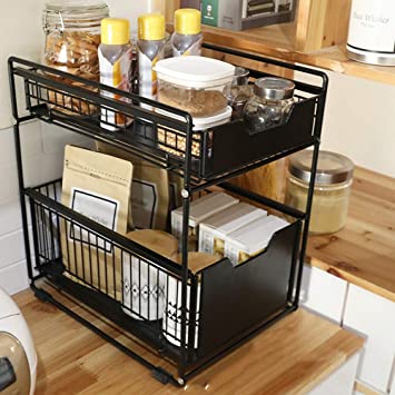 Photo 1 of DCIGNA Stackable 2-Tie Under Sink Cabinets Organizer With Sliding Storage Drawer, Under Sink Organizer, Pull Out Cabinets Organizer Shelf, Sliding Basket Organizer Drawer For Kitchen, Bathroom, Office
