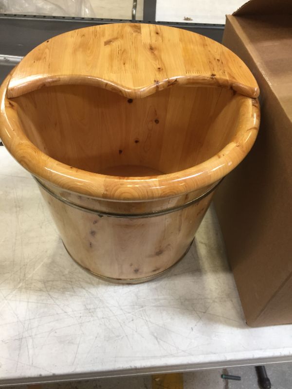 Photo 2 of Foot Tub, Cypress Wood Foot Basin Tub Bucket For Foot Bath, Massage, Spa, Sauna, Soak,foot Bath Wooden Bucket Foot Spa Household Wash Basin…
