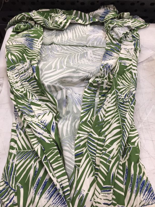 Photo 2 of large Ali Tropical Wrap Tie Waist Dress
