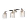 Photo 1 of 26.8 in. 3-Light Brushed Nickel Vanity Light with Glass Shade
