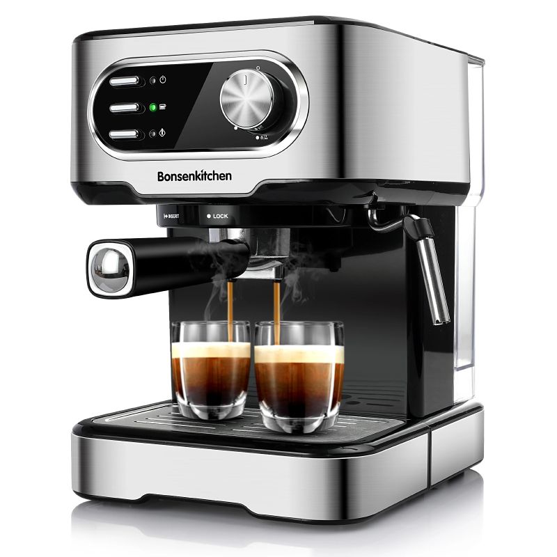 Photo 1 of Bonsenkitchen 15 Bar Espresso Coffee Machine With Foaming Wand Coffee Maker CM8008
