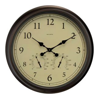 Photo 1 of AcuRite 24" Outdoor/Indoor Wall Clock with Thermometer and Humidity - Weathered Bronze Finish

