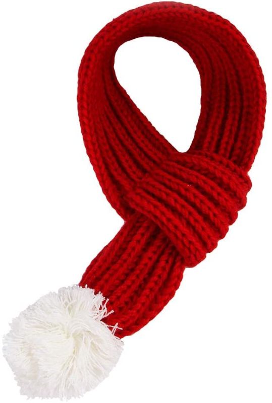 Photo 1 of  NACOCO Christmas Dog Knitted Scarf with White Pompom Warm Bandana Winter Holiday Pet Accessories.