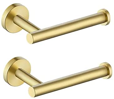 Photo 1 of 2 Pack Toilet Paper Holder Toilet Paper Holder Brushed Nickel SUS304 Stainless Steel Toilet Roll Holder for Bathroom, Kitchen, Washroom Wall Mount … (Brushed Gold)
