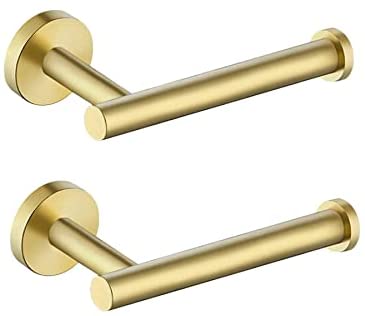 Photo 2 of 2 Pack Toilet Paper Holder Toilet Paper Holder Brushed Nickel SUS304 Stainless Steel Toilet Roll Holder for Bathroom, Kitchen, Washroom Wall Mount … (Brushed Gold)
