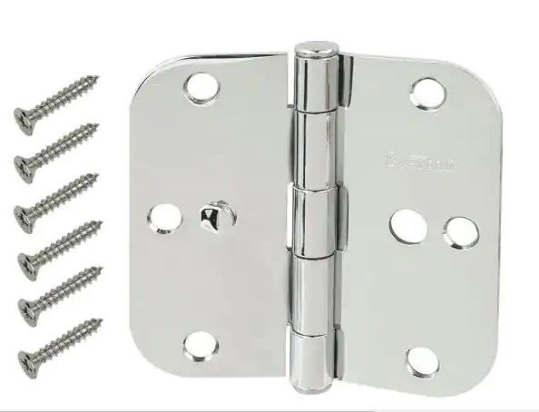 Photo 1 of 2 PACK - 3-1/2 in. Chrome 5/8 in. Radius Security Door Hinges Value Pack (3-Pack)
