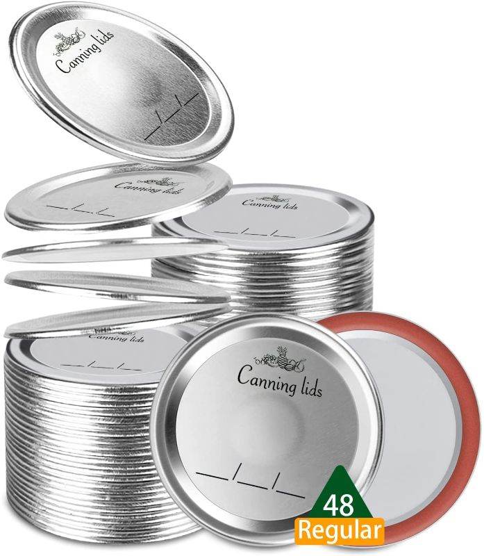 Photo 1 of 3 PACK - LOLOST Regular Mouth Canning Lids, 48 PCS Mason Jar Lids 100% Fit For Ball Kerr Jars Food Grade Material Split-Type Metal Canning Jar Lids BPA Free Airtight & Leak Proof, Silver/70 MM