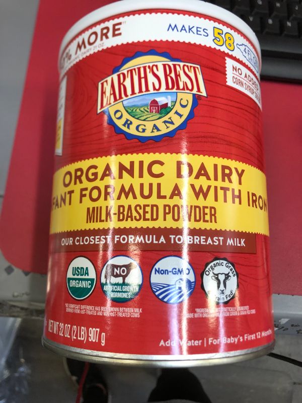 Photo 2 of Earth's Best Organic Baby Formula, Dairy Based Powder Infant Formula with Iron, Non-GMO, Omega-3 DHA and Omega-6 ARA, 32 oz
EXP 2024