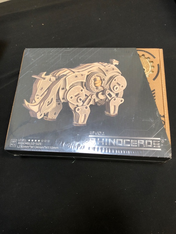 Photo 2 of 3D Wooden Puzzle for Adults Mechanical Car Model Kits Vehicle Building Kits Unique Gift for Kids on Birthday Christmas Day (Rhinoceros)
