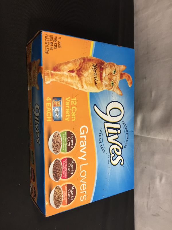 Photo 1 of 9 Lives Gravy Favorites Wet Cat Food Variety Pack, 5.5-Ounce Cans, 12 Count
EXP---Mar-05-2022